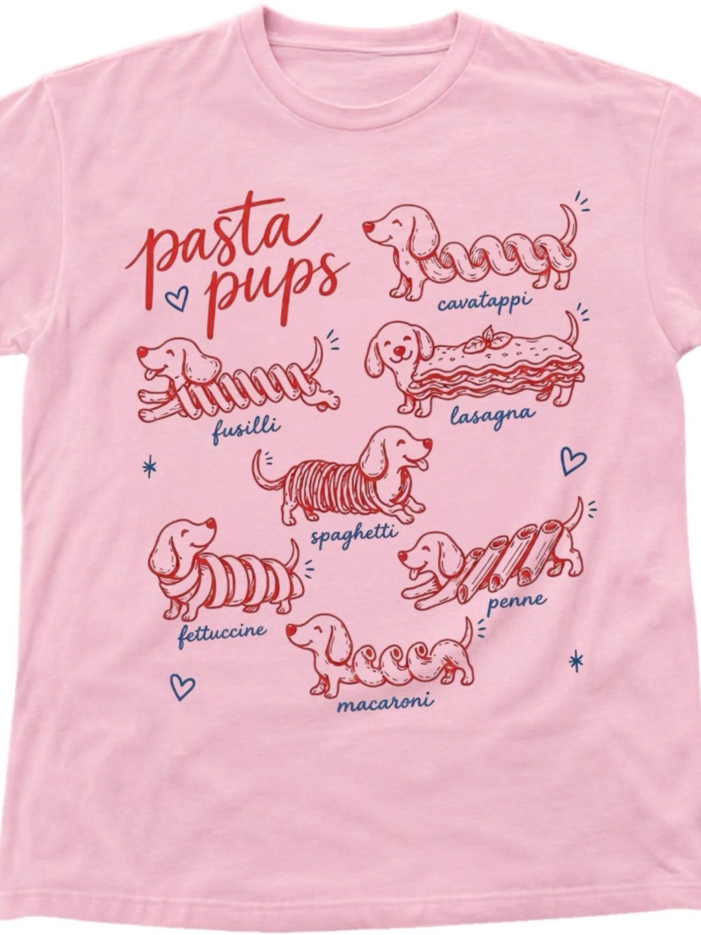 Pasta Pups Pink Funny Dachshund Shirt